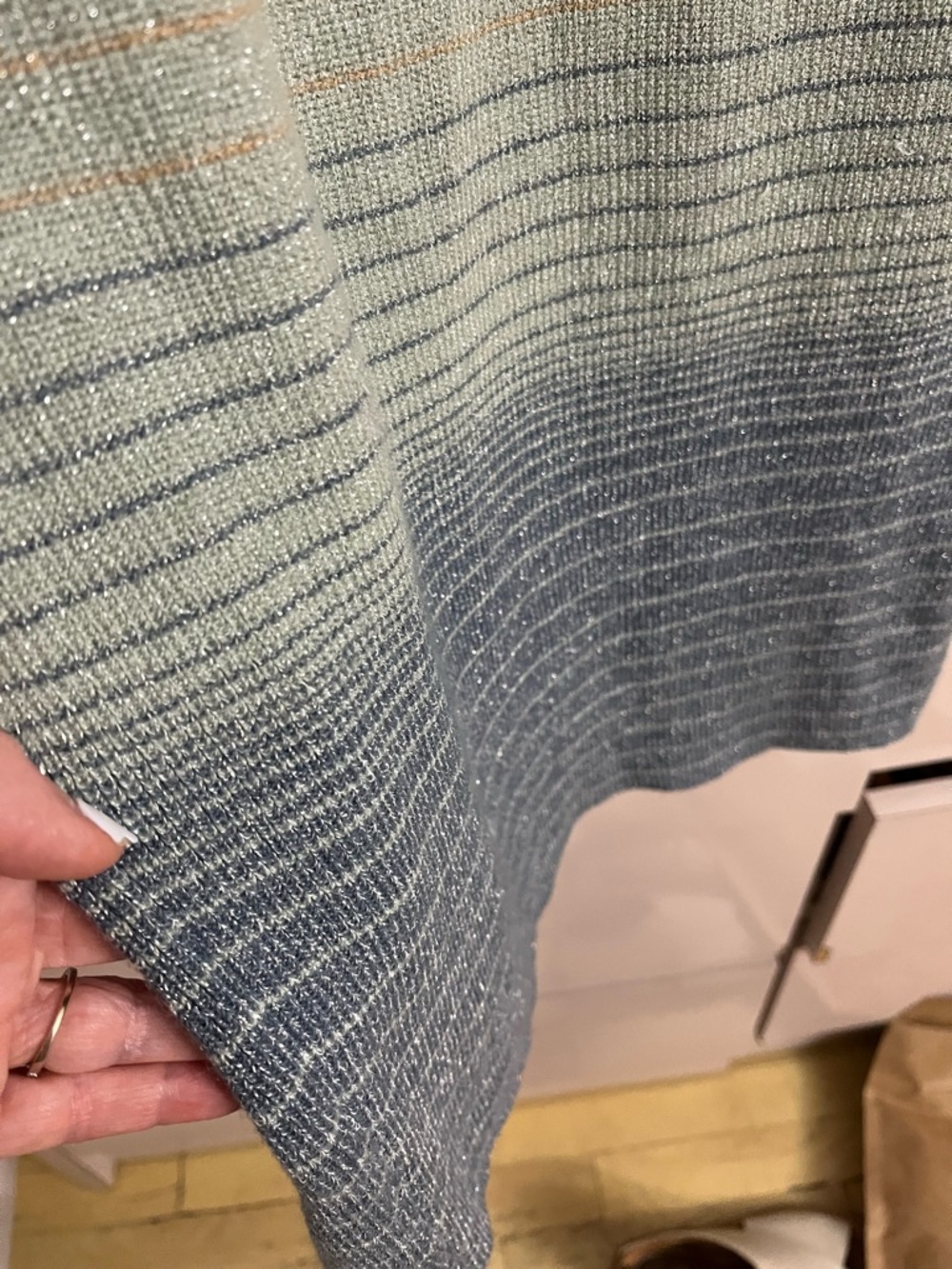 Ann Taylor Ombre Long-Sleeve Knit Dress in Beige and Blue - Picture 5 of 6